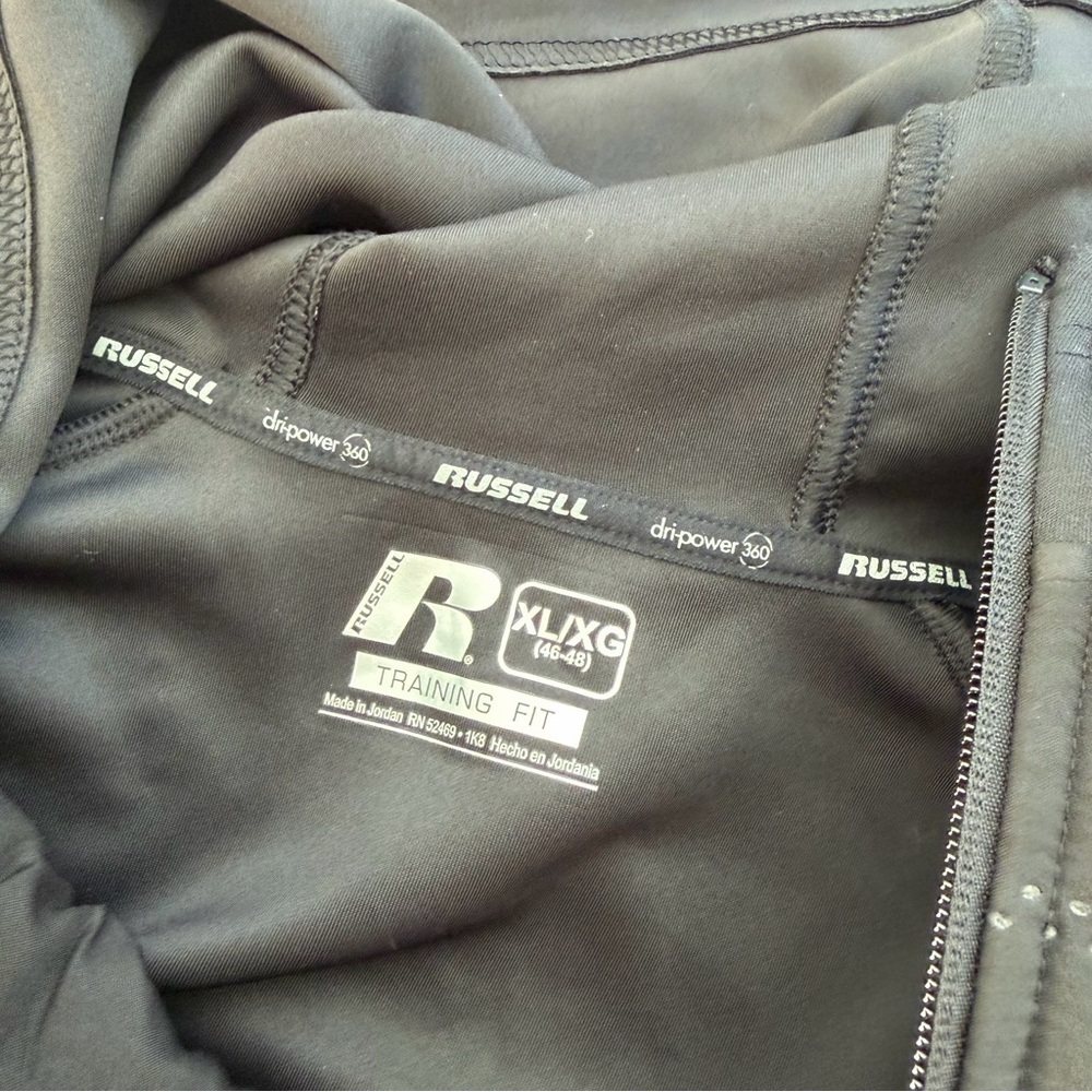 Russell Athletic Mens Black Hooded Vest XL (46-48) Training Fit Zip - Picture 5 of 5
